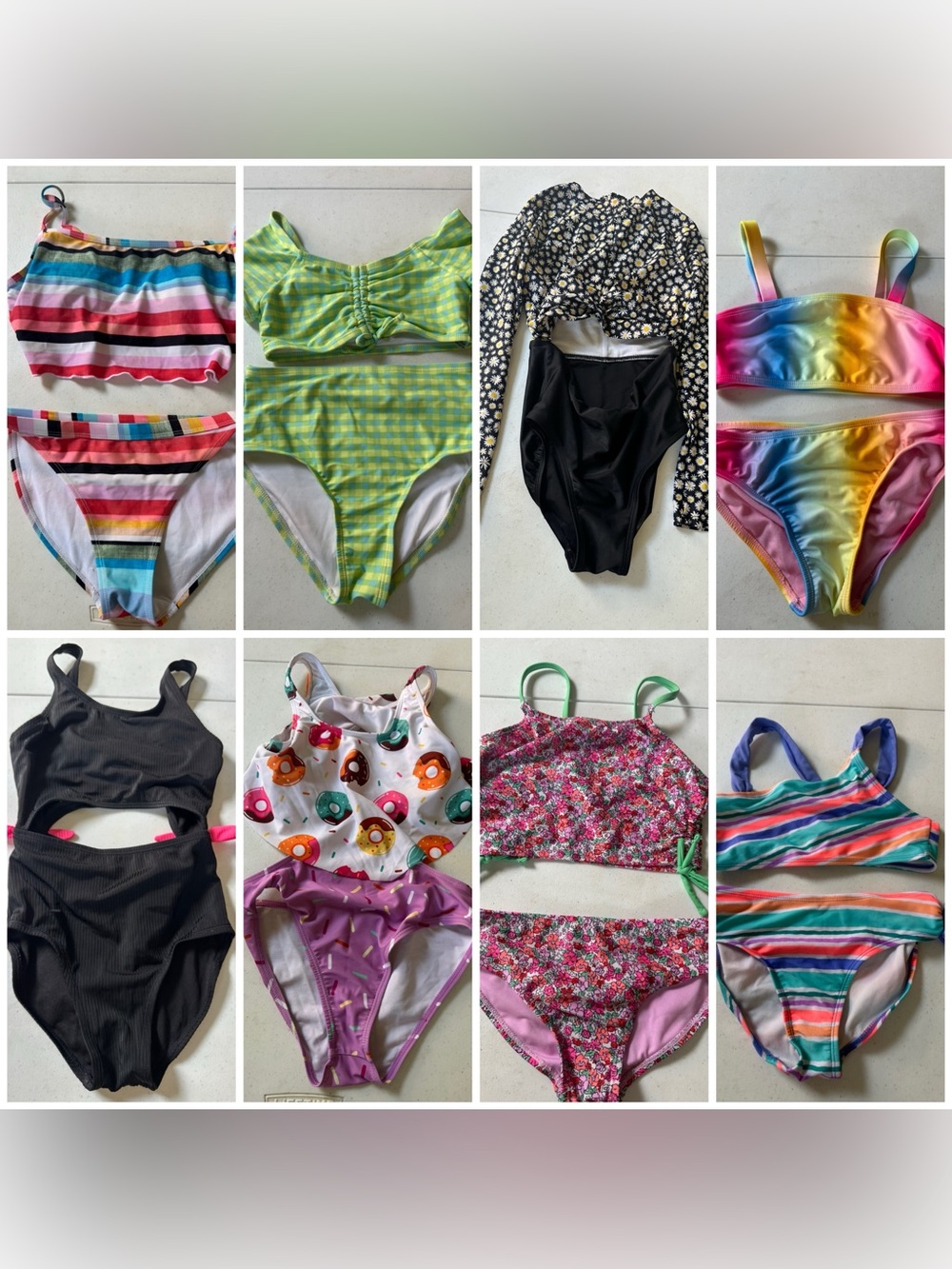 Set of 8 Girls Swimsuits Sz M
